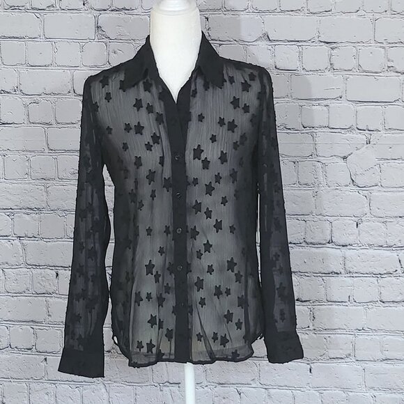 L'AGENCE Tops - L'Agence Black Sheer Long Sleeve Blouse Size XS NWOT
